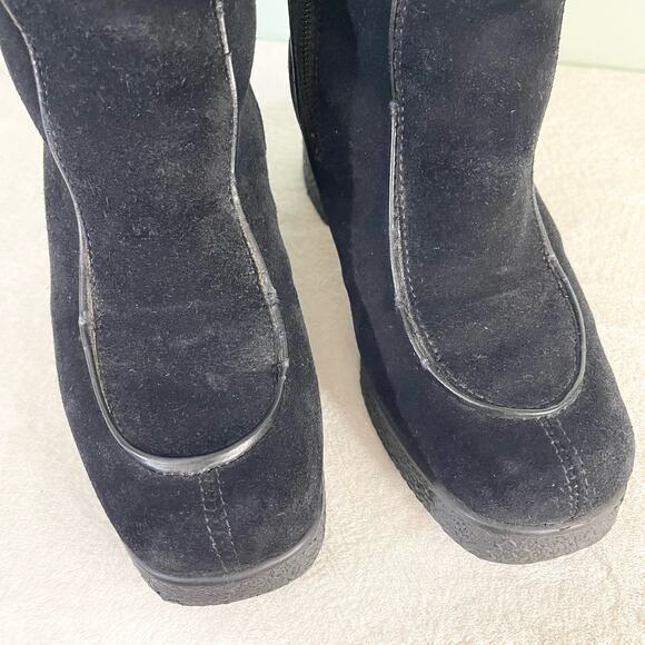 Pajar Canada Suede Shearling Lined Black Boots Size 6.5 - Picture 2 of 10
